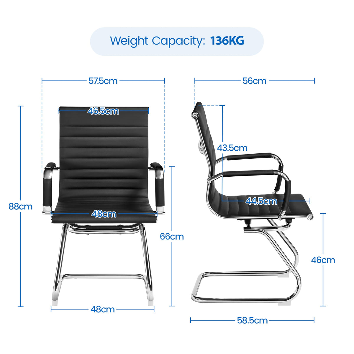 Yaheetech Faux Leather Dining Chair Ergonomic Office Chair, Black - image 3