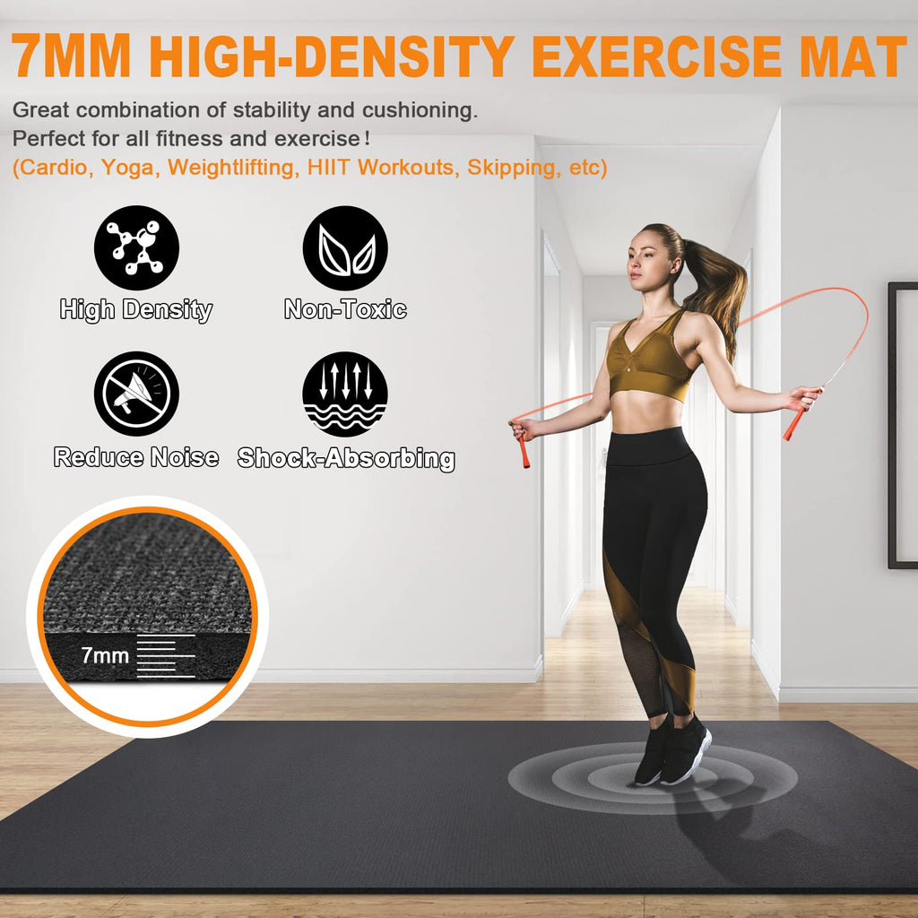 Innhom Large Exercise Mat | 7mm Thick Home Gym Workout Mat - 183x123cm