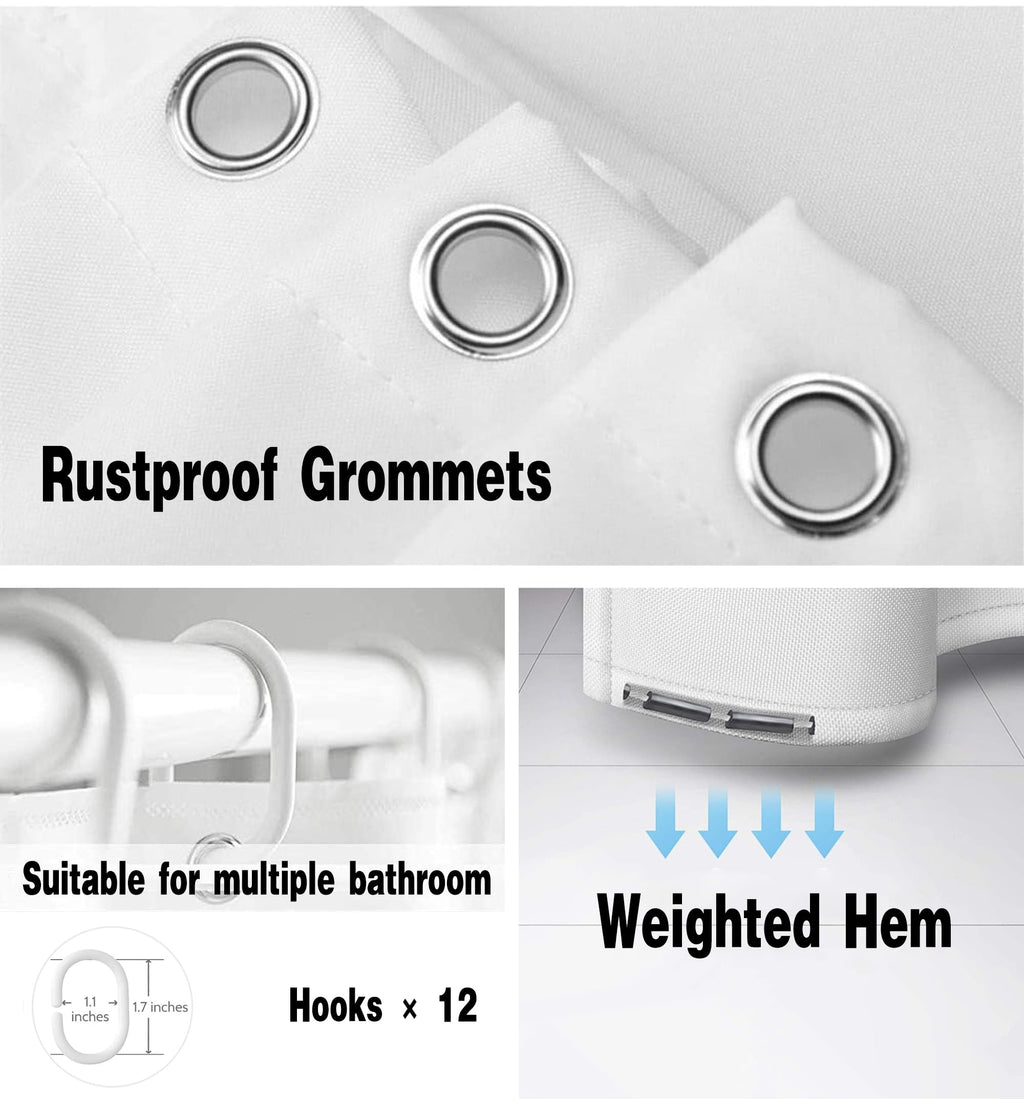 GONOVE Shower Curtain for Bathroom 180 x 200 cm Mildew Resistant Waterproof Polyester Fabric Triangle Shower Curtain Liner Washable Bath Curtain with - image 5
