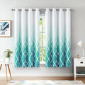 Beauoop Teal Ombre Blackout Curtains – Moroccan Geometric Drapes 72" L