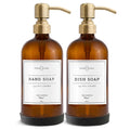 Vine Creations Glass Soap Dispenser, 2 Pack Kitchen Soap Dispenser Set with Stainless Steel Pump
