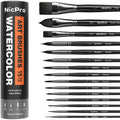 Nicpro 15PCS Professional Watercolour Brushes Set | Synthetic Squirrel