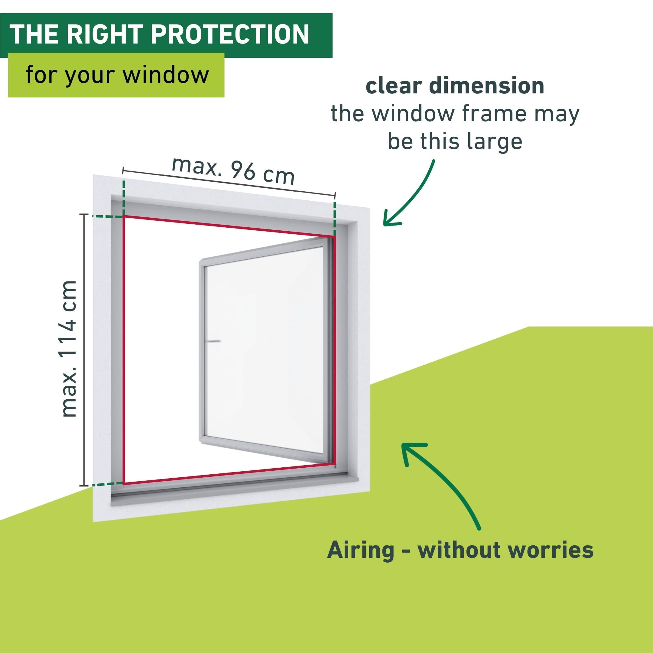 Windhager Insect Screen Window Frame – Drill-Free Aluminium, 100x120cm