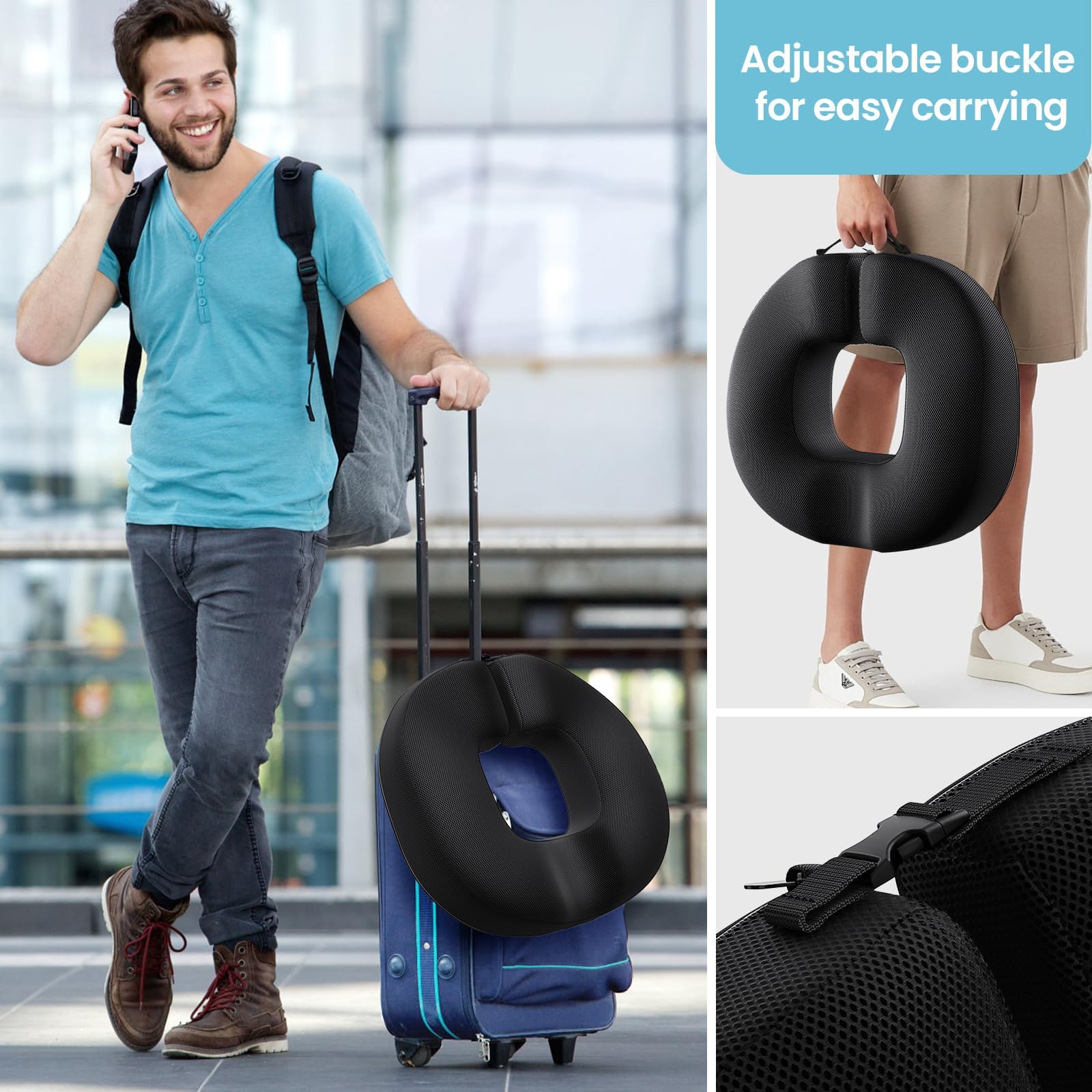 Benazcap Donut Cushion - Memory Foam Coccyx Pillow for Tailbone Pain
