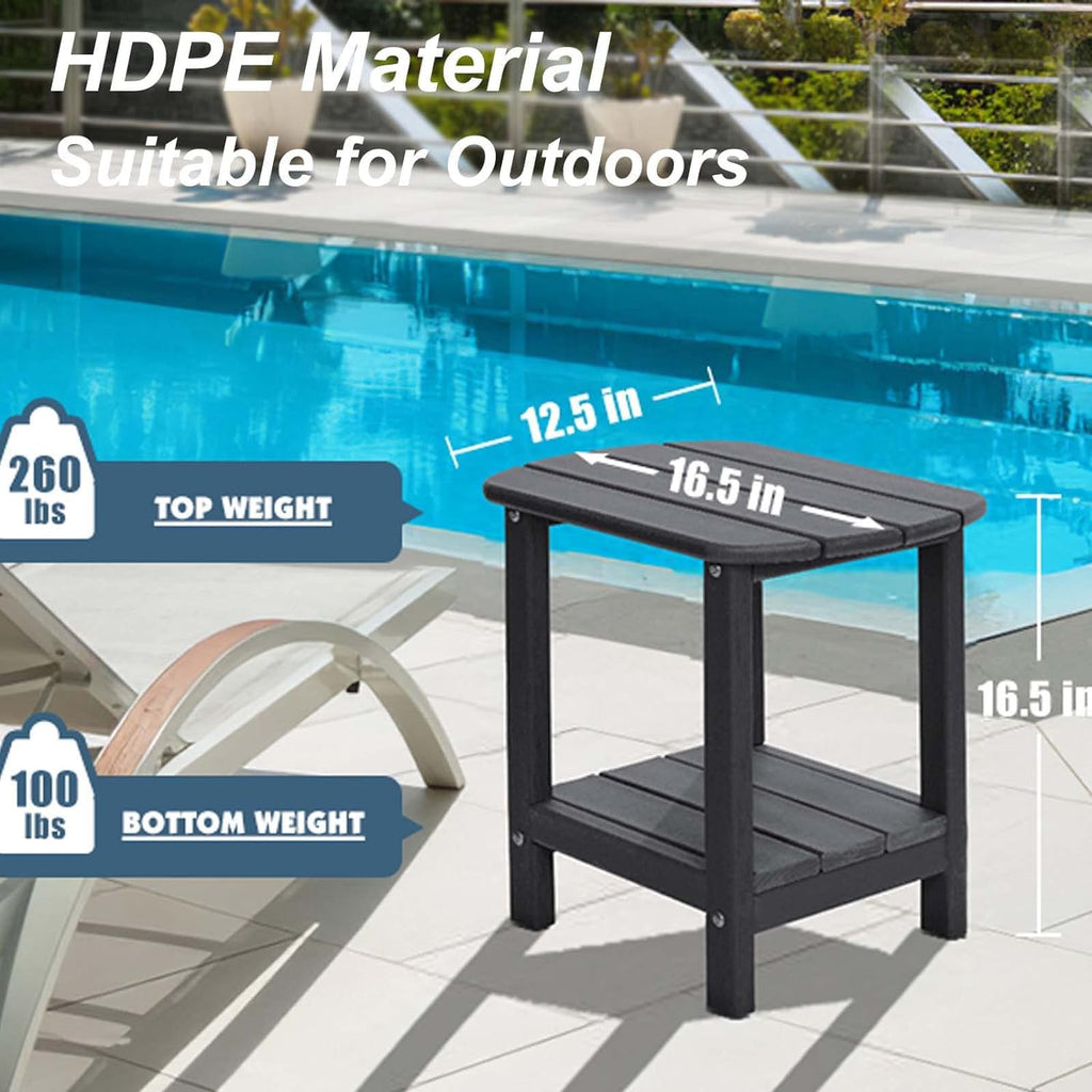 NALONE 2-Tier Adirondack Side Table | Weatherproof HDPE Outdoor End Table
