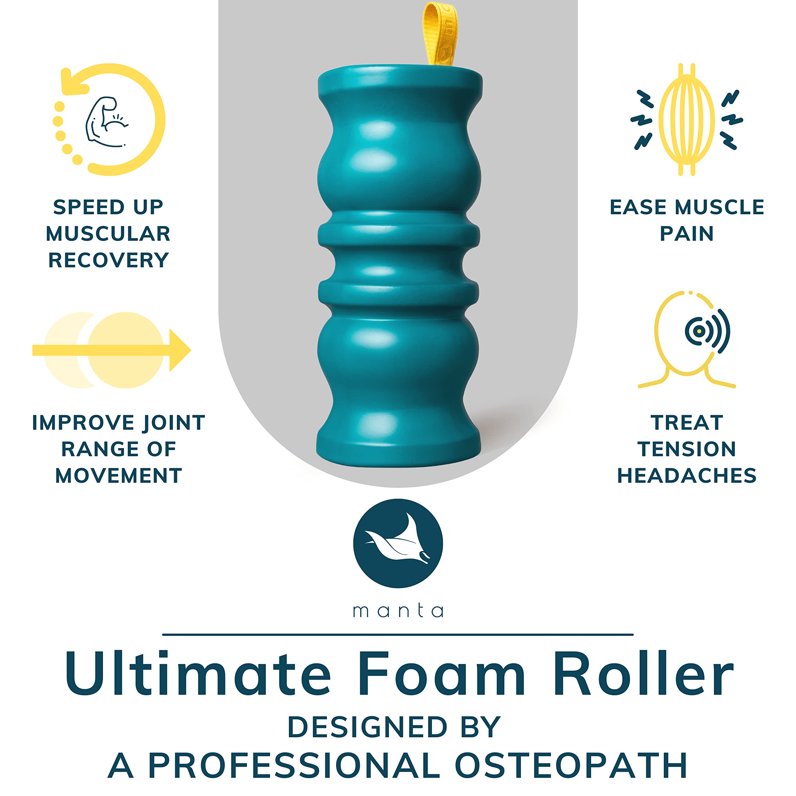Manta Foam Roller – Firm Deep Tissue Massage Roller for Back Pain