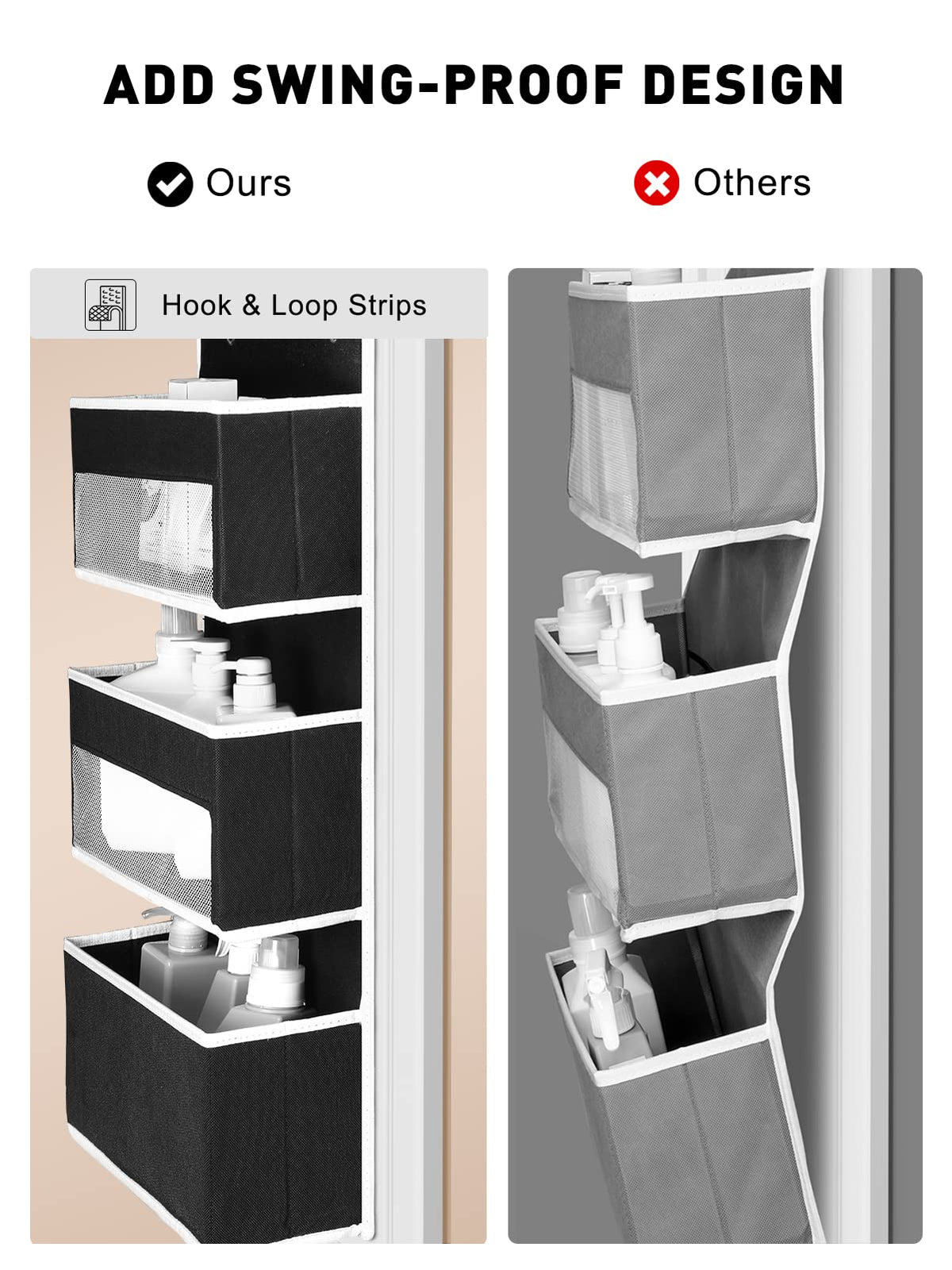 Yecaye Over the Door Organiser, 6-Tier, Black, 1 Pack - image 3