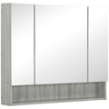 kleankin 3-Door Bathroom Mirror Cabinet | Wall Mounted Storage – Grey