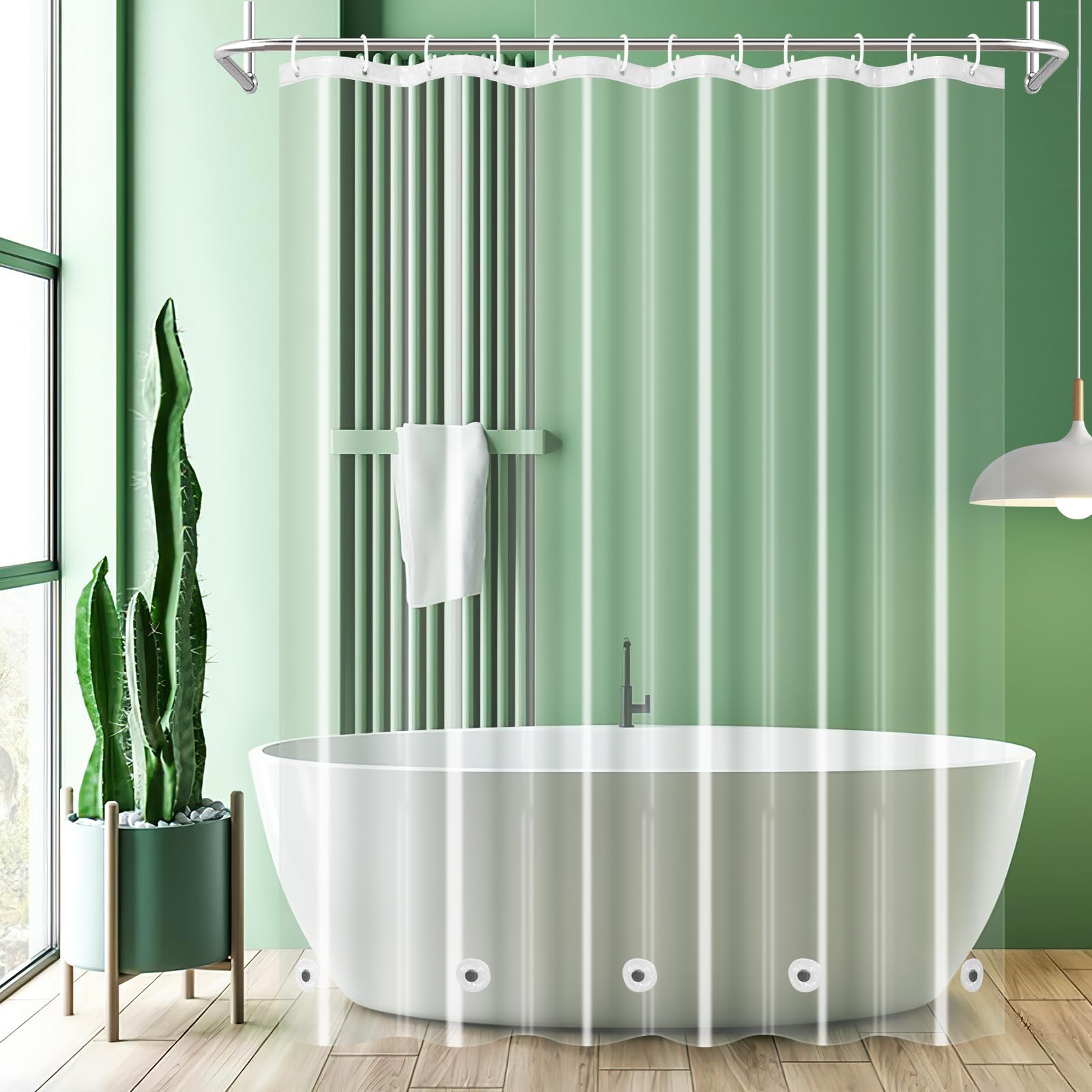 PEVA Clear Shower Curtain Liner | 72x75 Extra Long | 5 Magnets