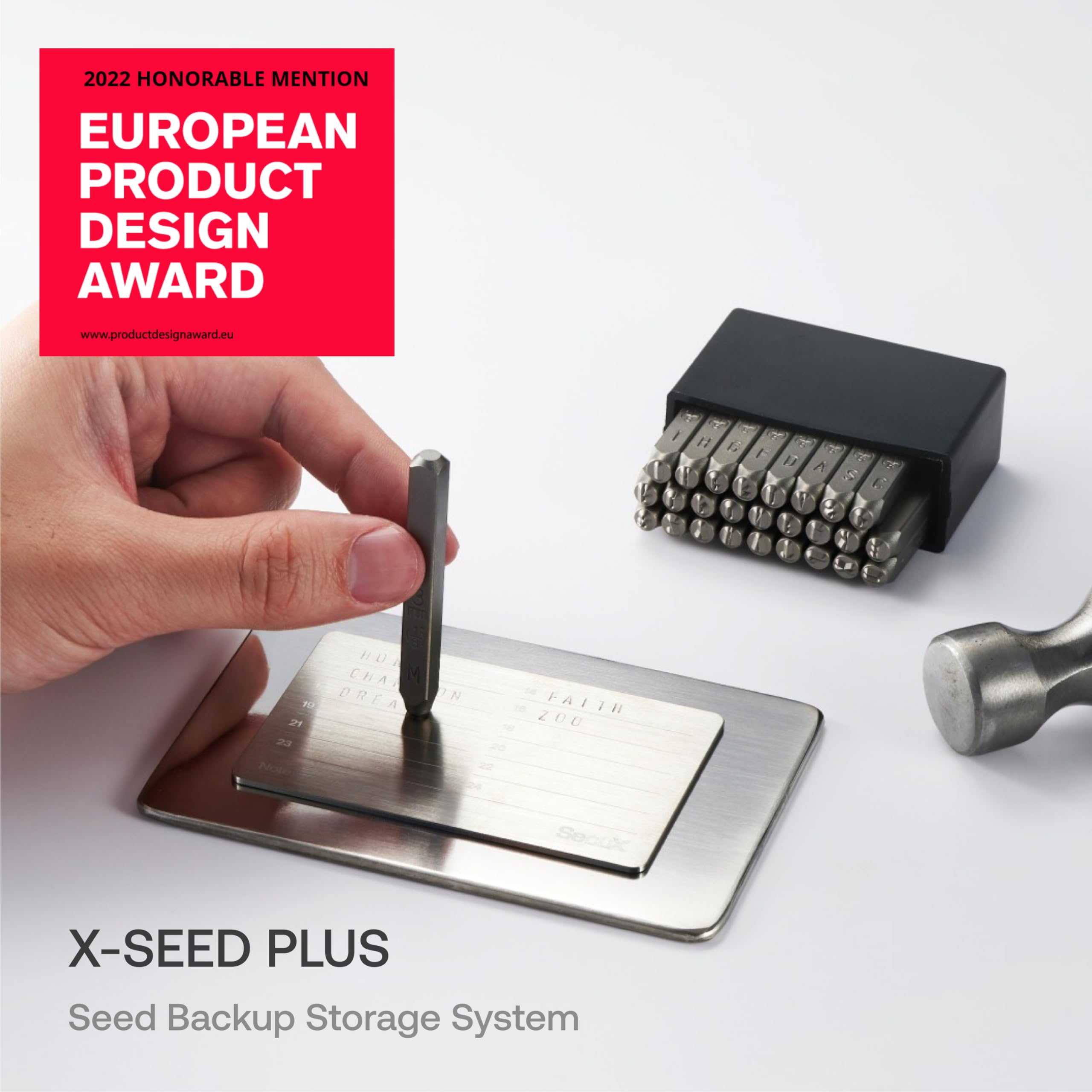 SecuX XSEED Plus Crypto Seed Storage Steel Plates with Punch Set