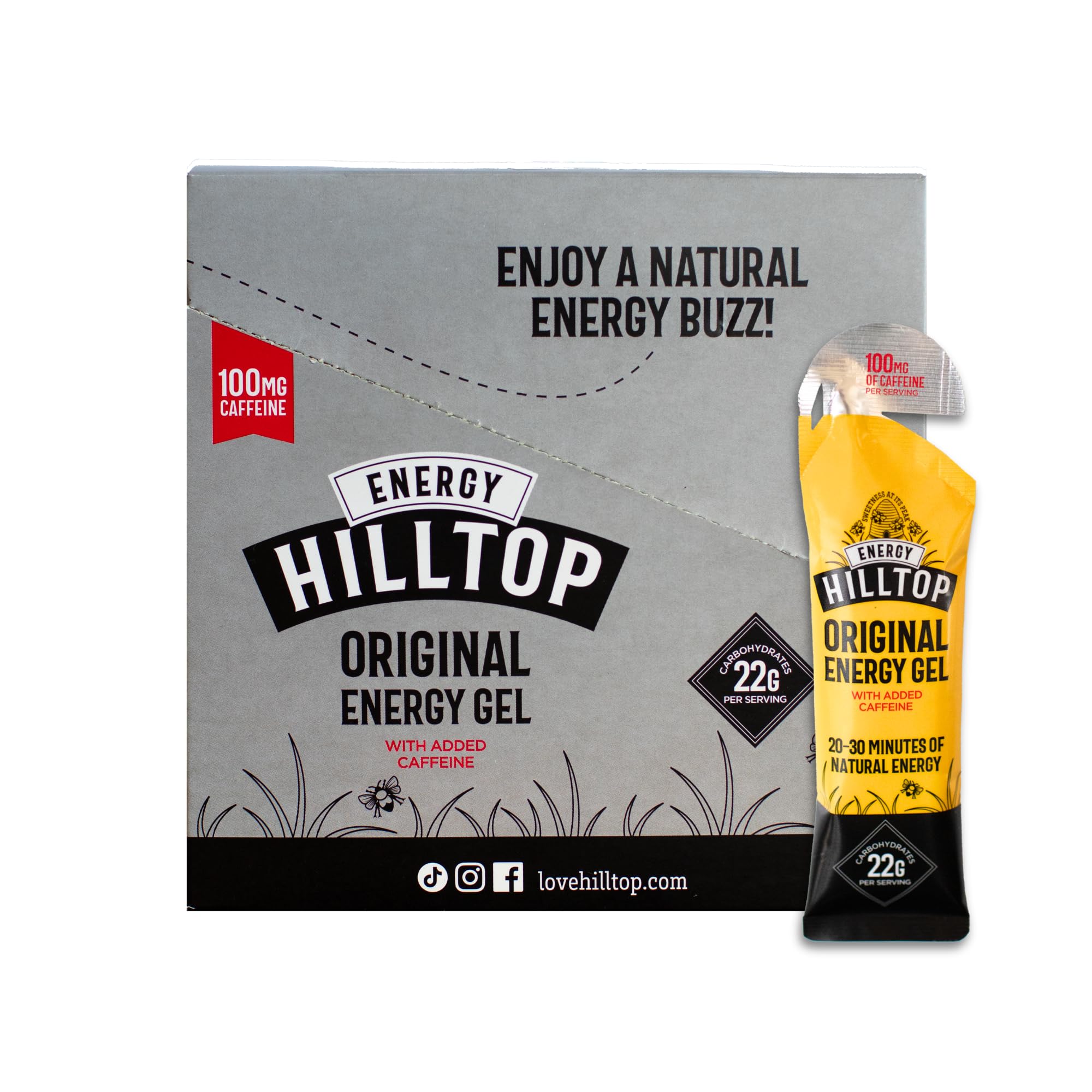 Hilltop Energy Caffeinated Honey Energy Gel – Natural Fuel – 12x30g