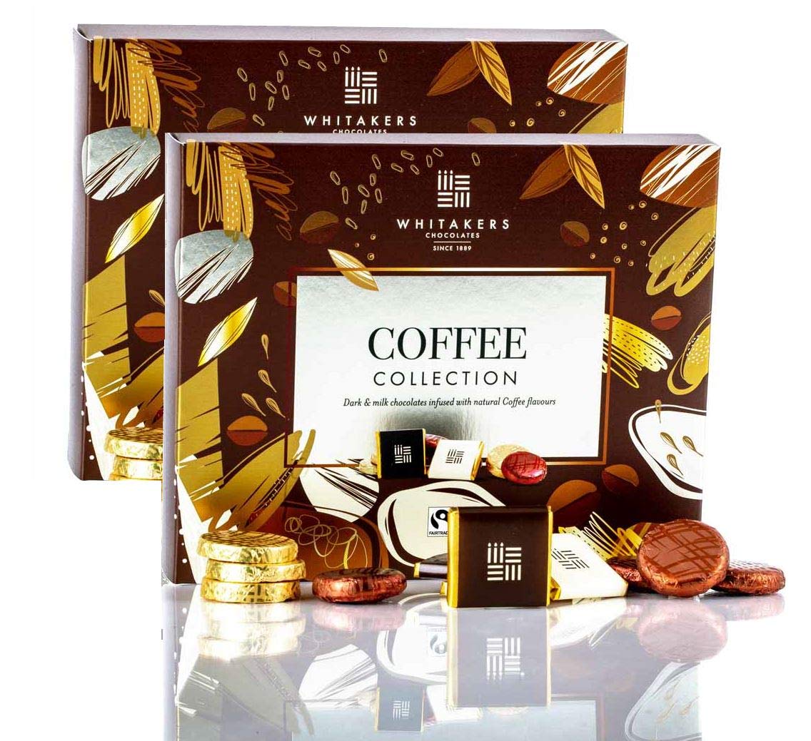 Whitakers Coffee Chocolate Selection Box - Milk & Dark Assortment, 2 x 170g