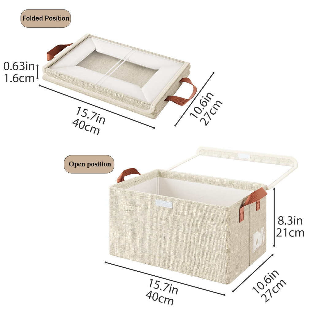 AARAINBOW Closet Clothes Storage Boxes 4 Pc, Fabric Stackable Shelf Organizer Bins, Foldable Closet Shelf Storage Container with Lid & Metal Frame - image 3
