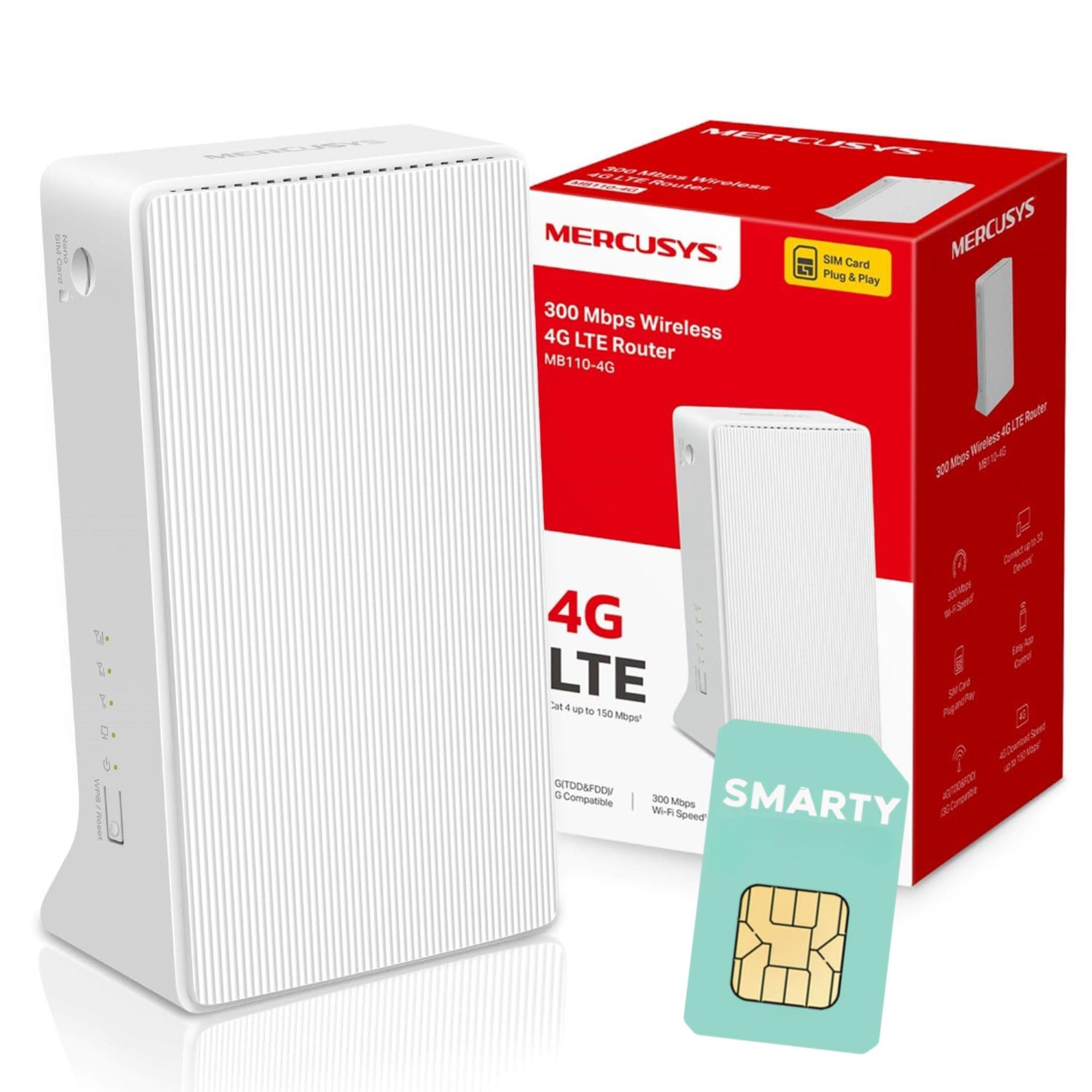 Mercusys MB110-4G N300 WiFi 4G LTE Router with SIM Card Slot