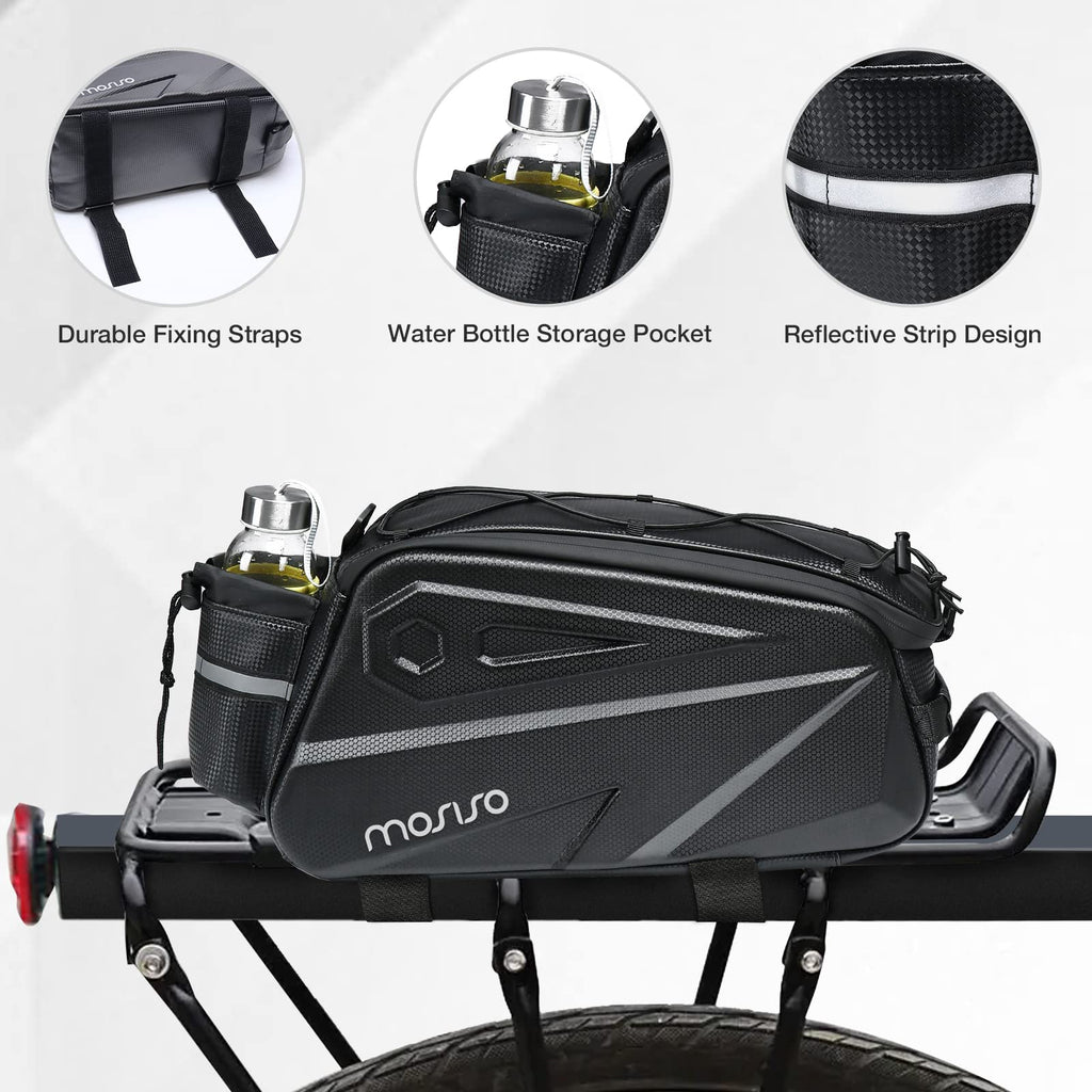 MOSISO 14L Waterproof Bike Rack Bag – EVA Rear Seat Trunk Pannier, Black