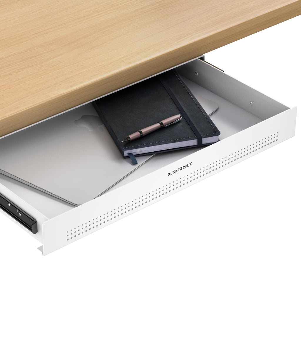 Desktronic Under-Desk Storage Drawer | Large Metal Organizer - White