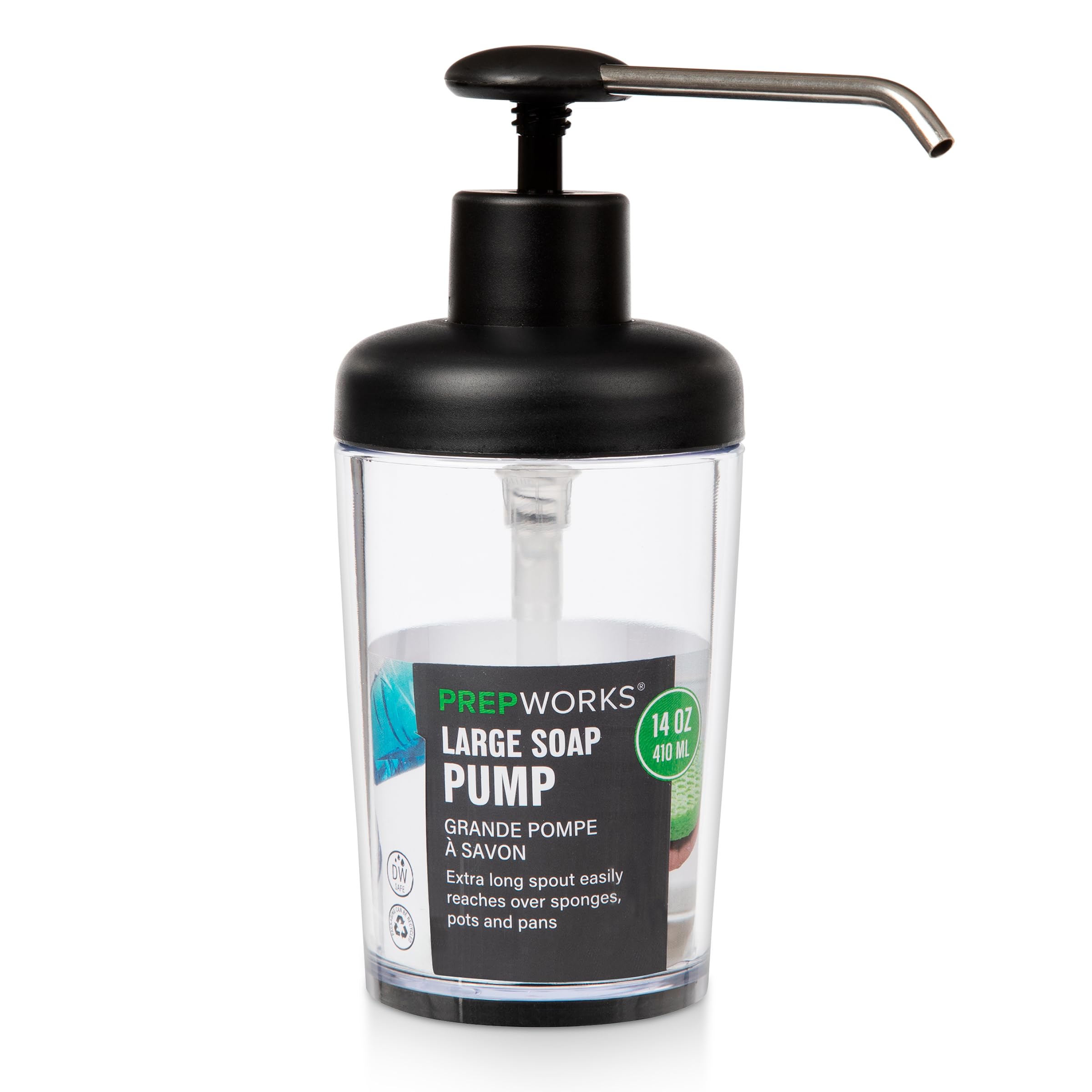 Prepworks Stainless Steel Soap Pump – 14 oz Refillable Kitchen Dispenser