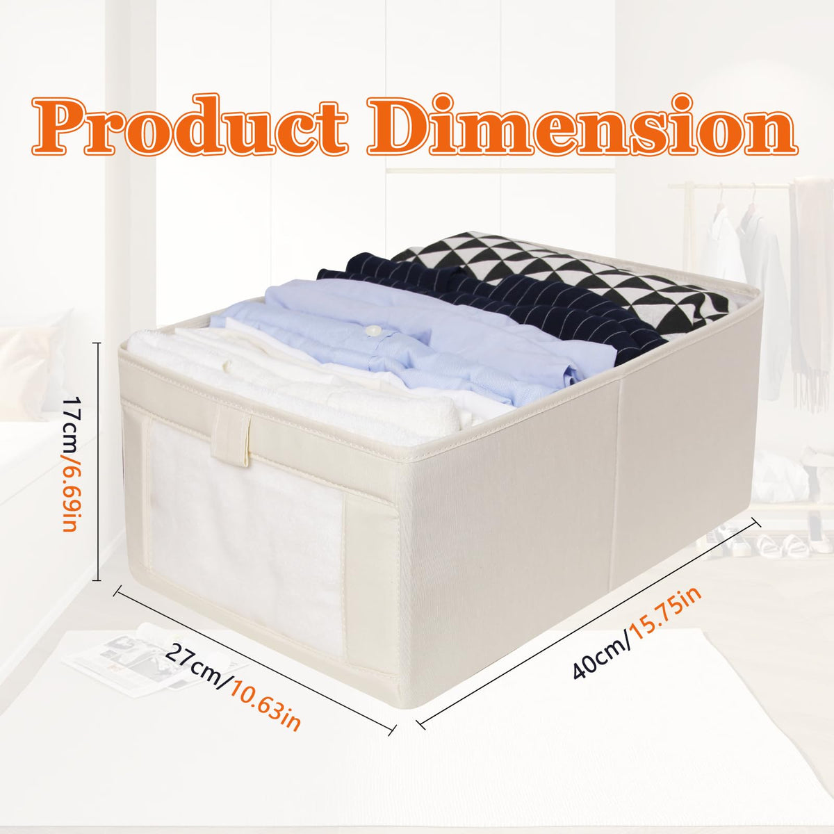 IHOMAGIC 4Pcs Wardrobe Storage Organiser with Handles, Foldable Storage Baskets in Linen, Multi-functional Storage Boxes for Clothes, Snacks, Books - image 2