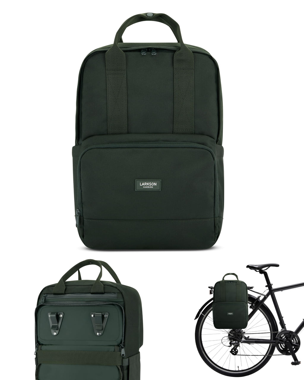LARKSON No 6 Bike Pannier Bag | 2-in-1 Cycling Backpack - Green