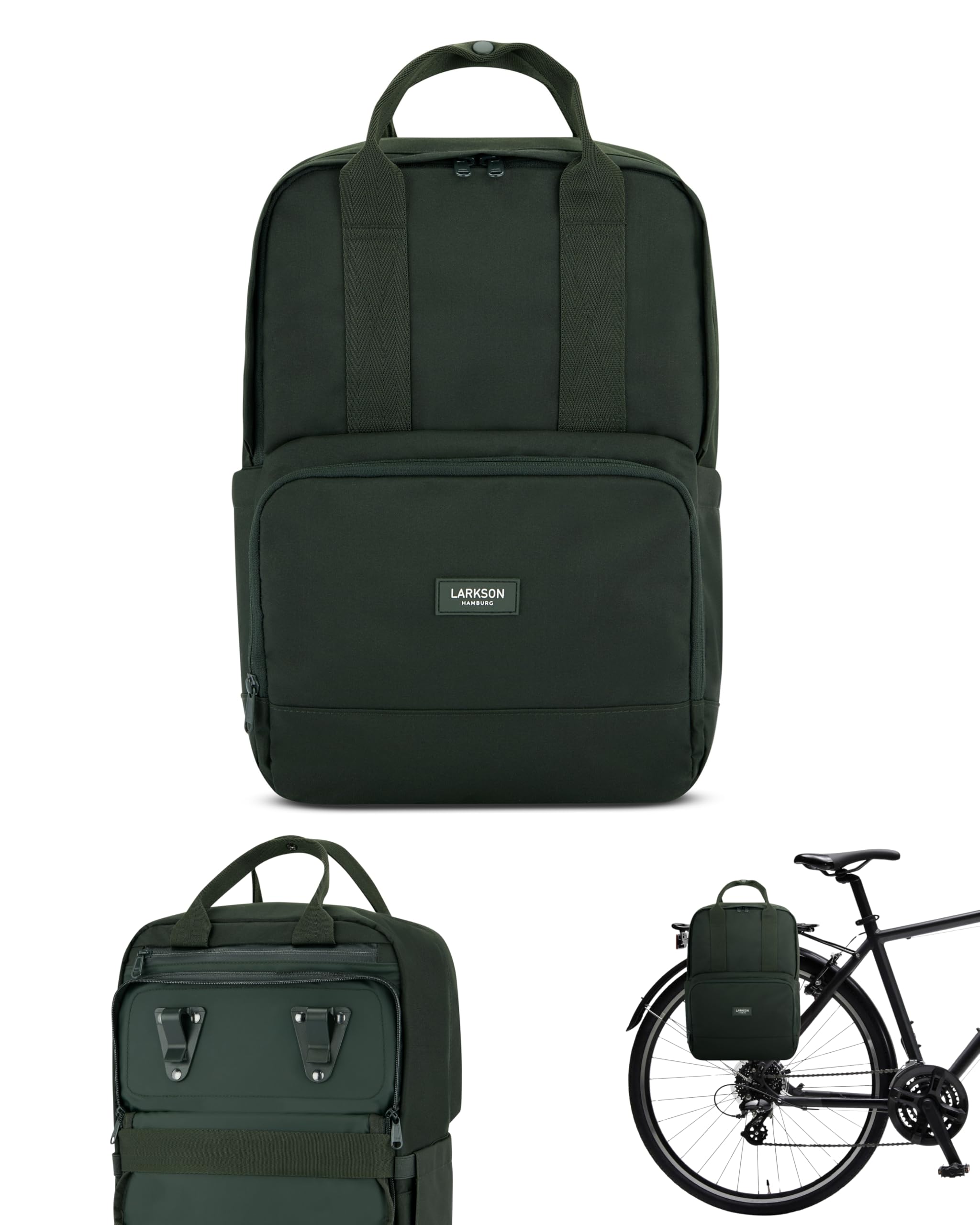 LARKSON No 6 Bike Pannier Bag | 2-in-1 Cycling Backpack - Green