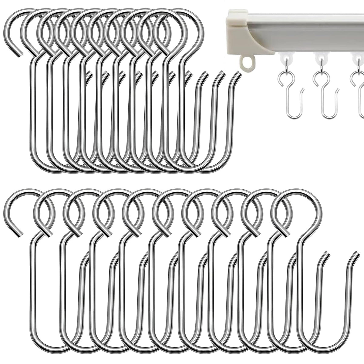 Uskerb Metal Curtain Hooks 20Pcs - Versatile Track Hooks for Windows, Doors & Showers - image 1