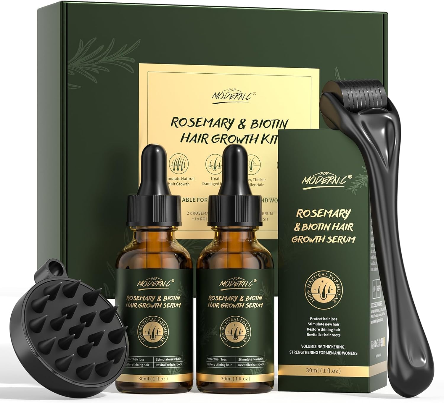 Jolof Store Rosemary & Biotin Hair Growth Oil Kit with Derma Roller