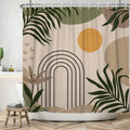 Boho Shower Curtain | Abstract Sun & Leaves Polyester 180x180cm