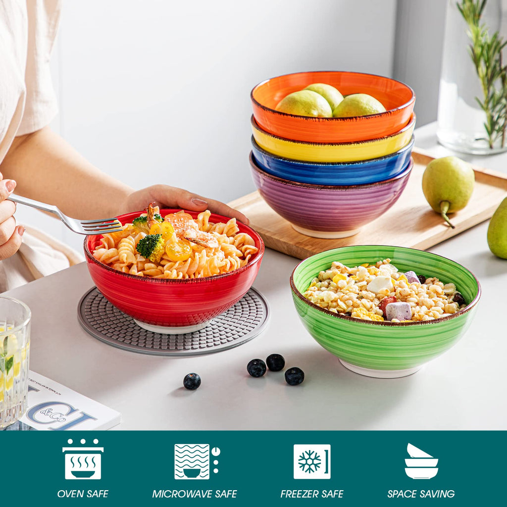 vancasso Bonita 27oz Ceramic Cereal Bowls – Set of 6 Stoneware Soup Bowls