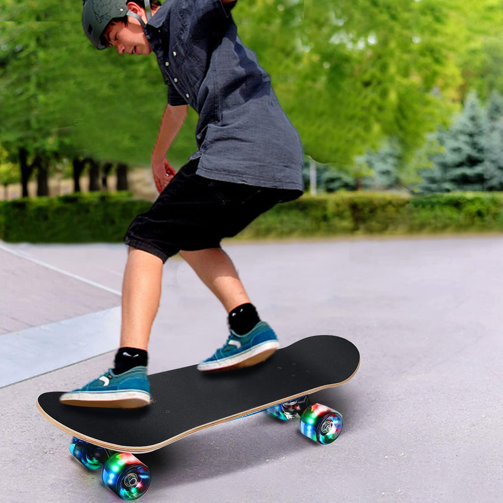 GIEEU Complete Skateboard – 31x8 Inch 9-Layer Maple with Flashing Wheels