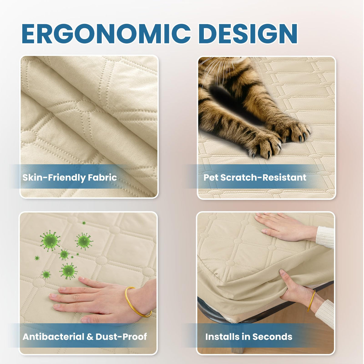 Ystyle Fitted Sheet 160 x 200 cm, Microfibre, Fitted Sheet - Mattress Height up to 30 cm, Khaki - image 5