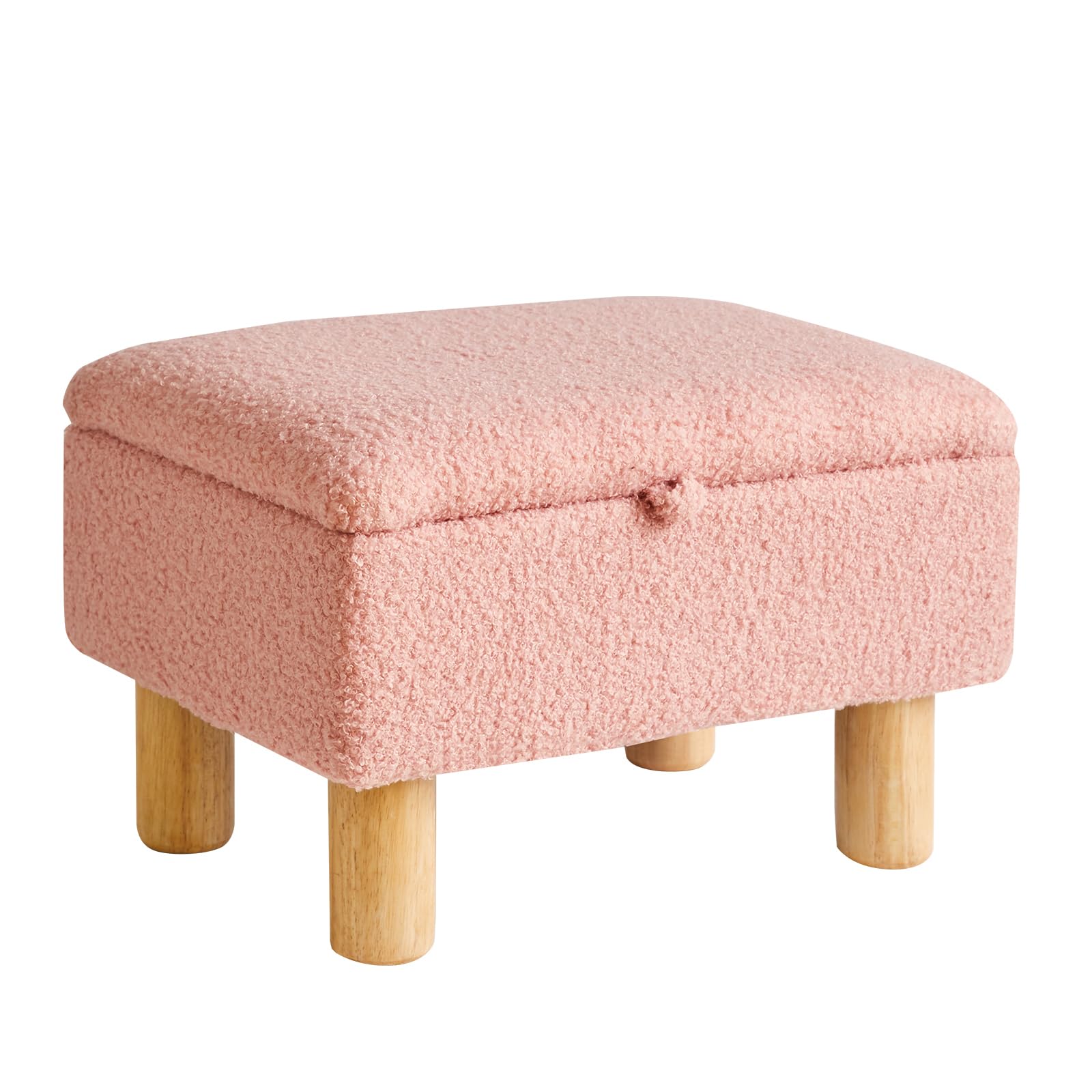 Aibiju Faux Teddy Fur Storage Ottoman – Small Upholstered Footstool
