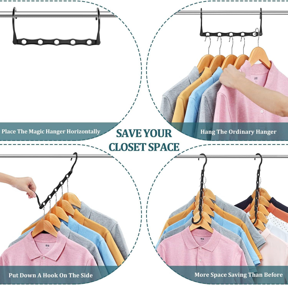 Eupako 12 Pack Space Saving Hangers, Black Closet Organizers and Storage - image 4
