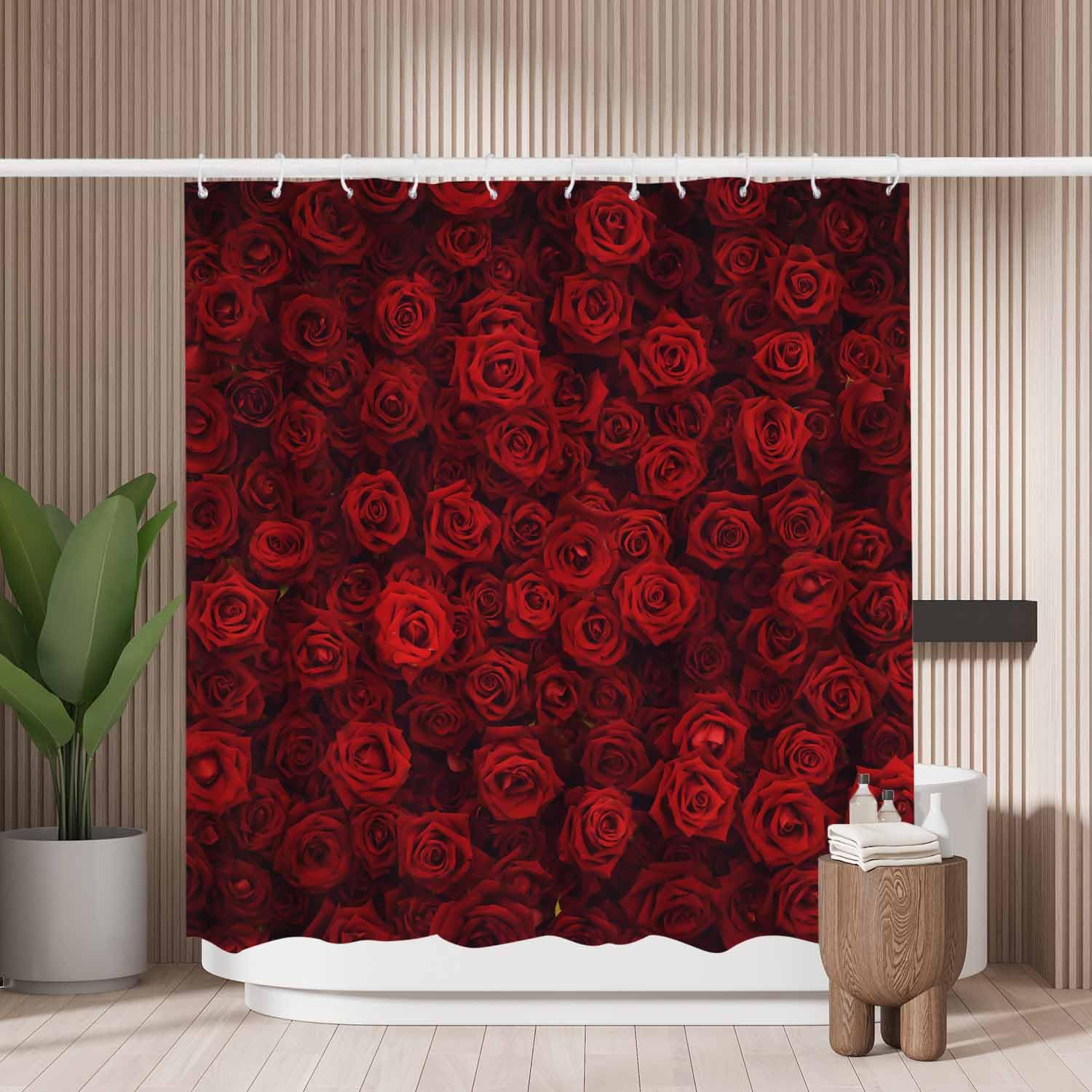 Red Rose Shower Curtain – Mold Resistant Polyester Fabric