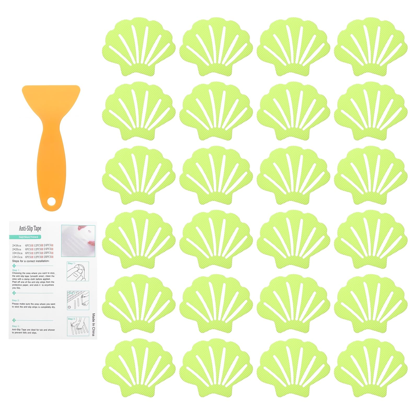 Jolof Store 24Pcs Non-Slip Bathtub Stickers – Shell Shape PEVA Decals