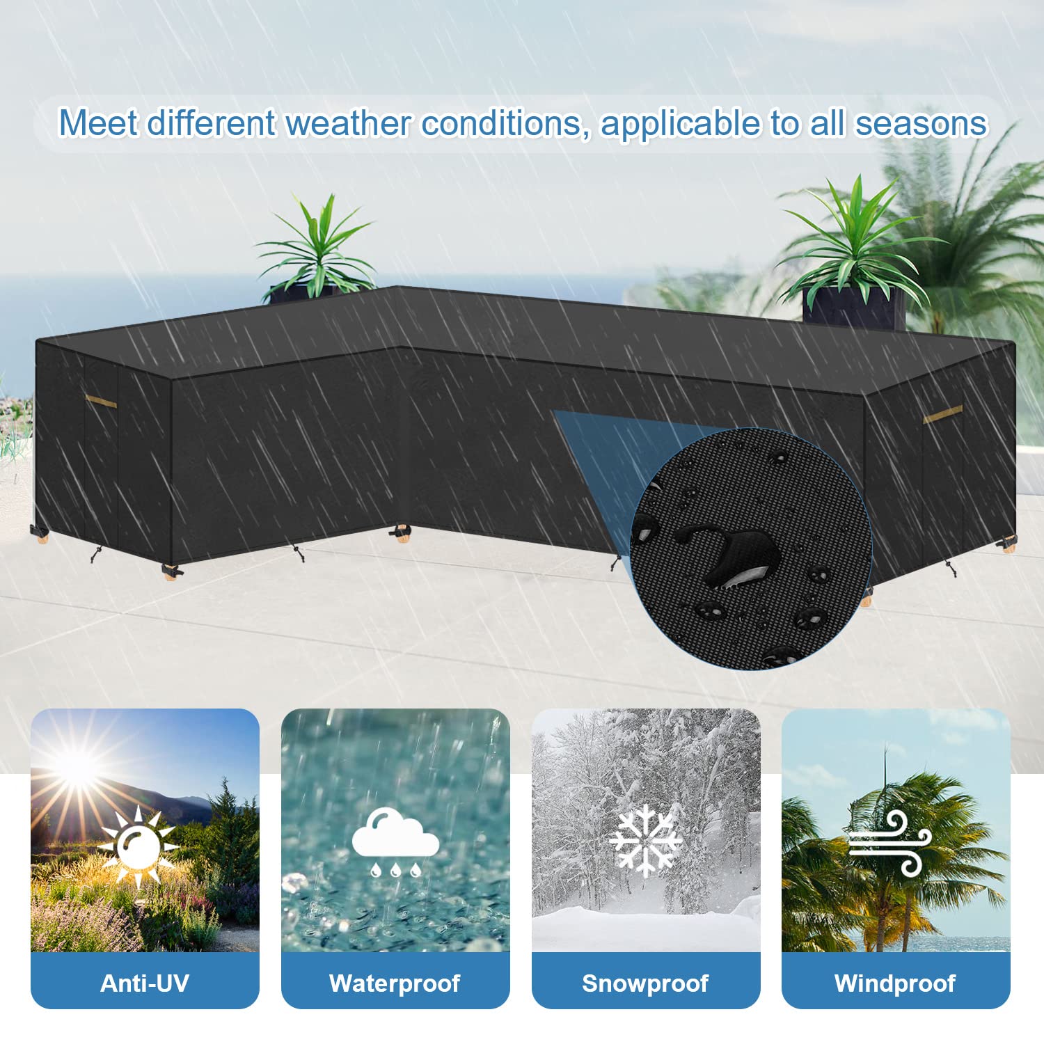 Vansheim L-Shaped Garden Sofa Cover | Waterproof Oxford Fabric | 216x270cm