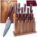 ChefHoablorn 15-Piece Damascus Kitchen Knife Set with Block & Board