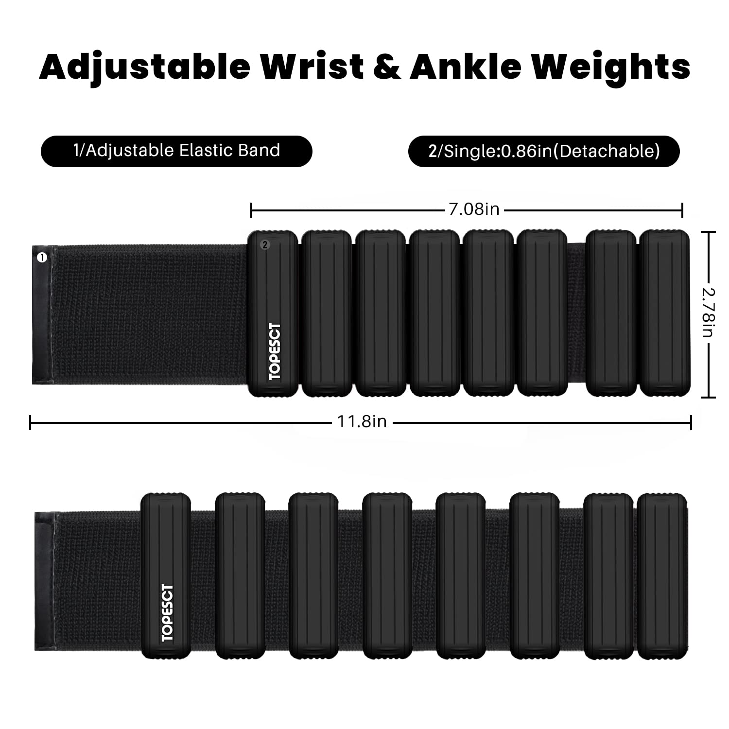 TOPESCT Adjustable Wrist & Ankle Weights – 2lb Set Silicone Weights