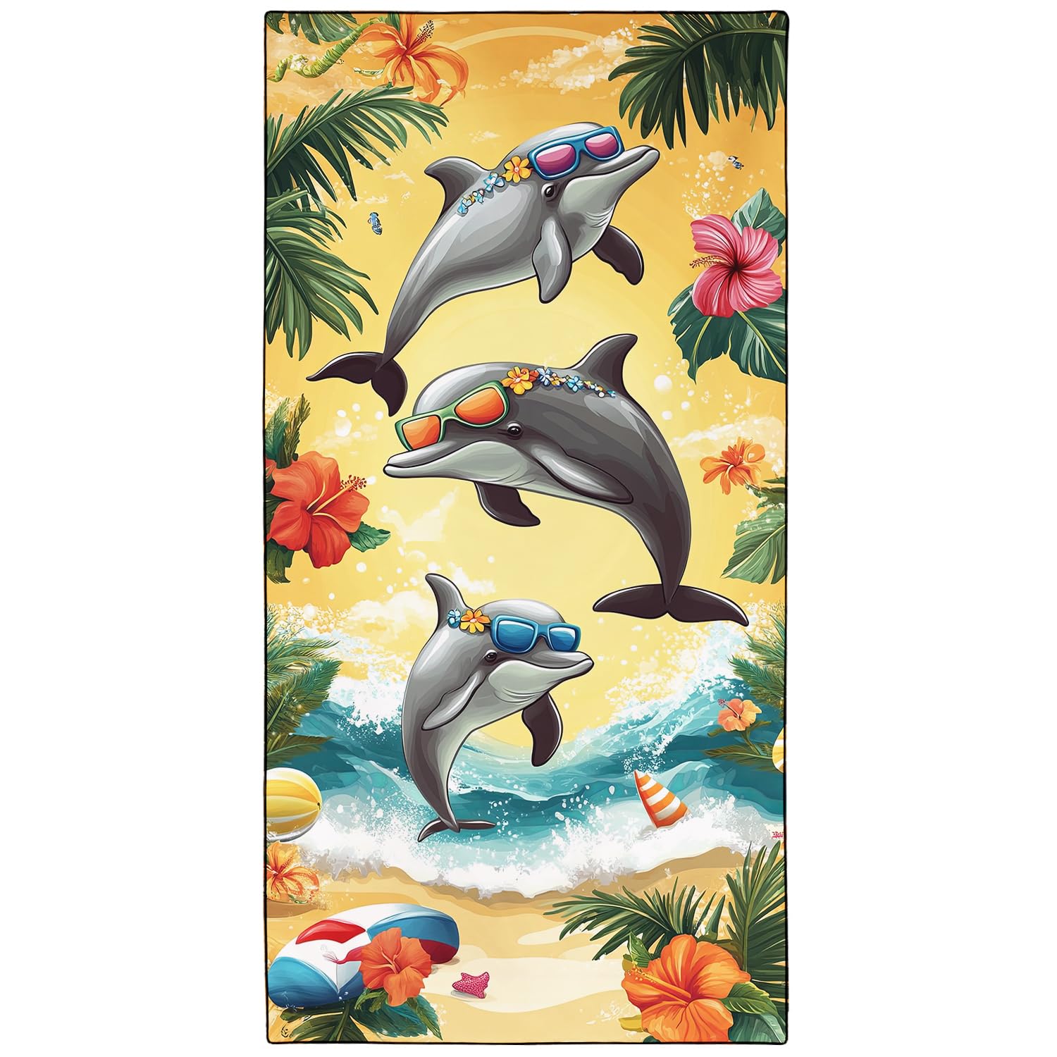 YISUMEI Dolphins Beach Towel | Extra Large Microfibre Quick Dry Towel