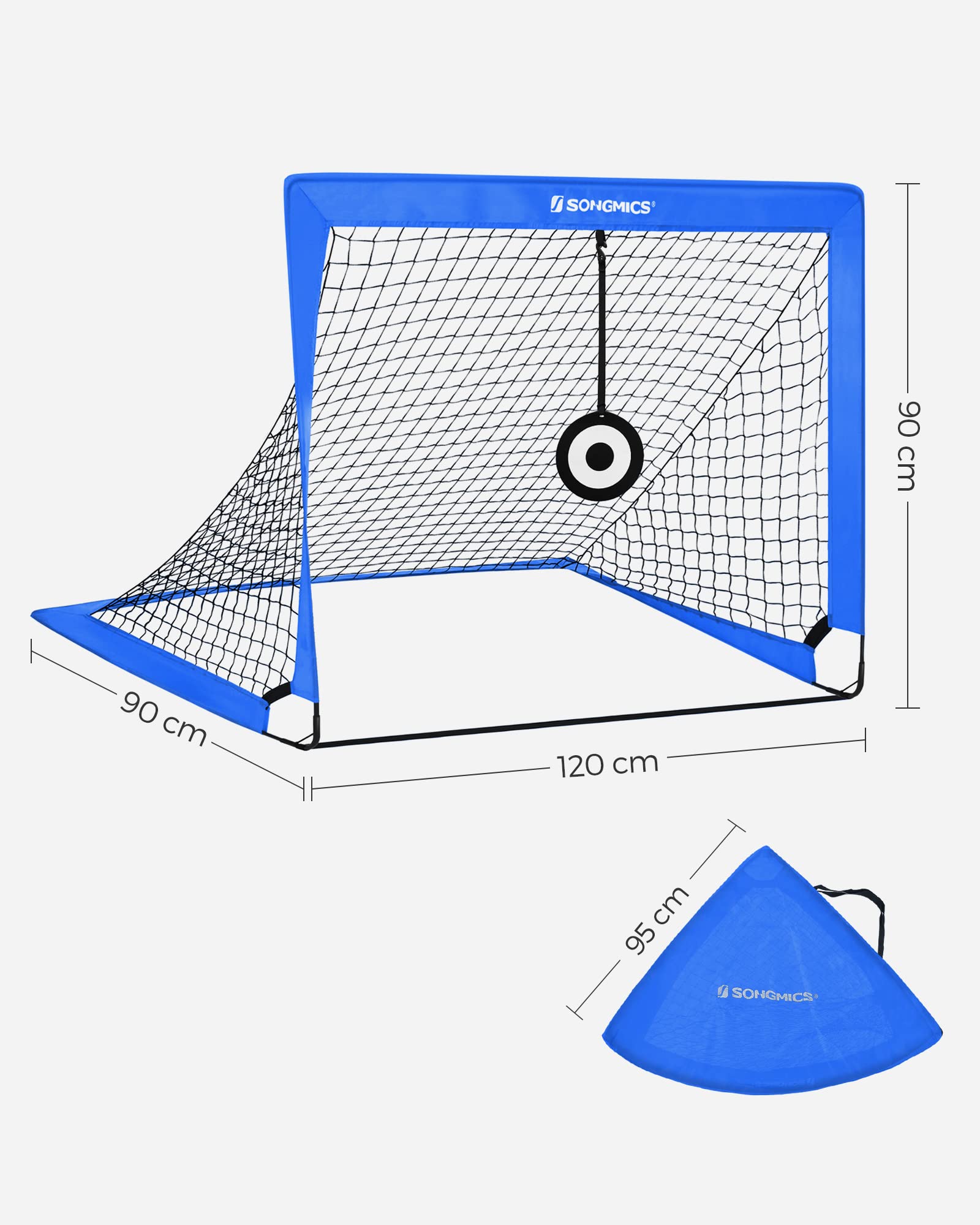 SONGMICS Portable Football Goal Set of 2 | Kids Training Nets with Cones
