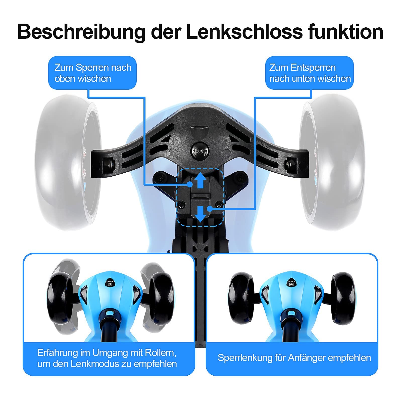IMMEK 3-Wheel Kids Kick Scooter with LED Flashing Wheels and Steering Lock