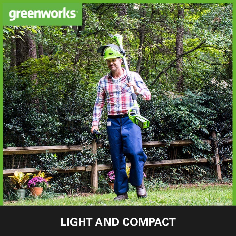 Greenworks G24PS20 24V Cordless Pole Saw | 20cm Bar & 2.6m Reach