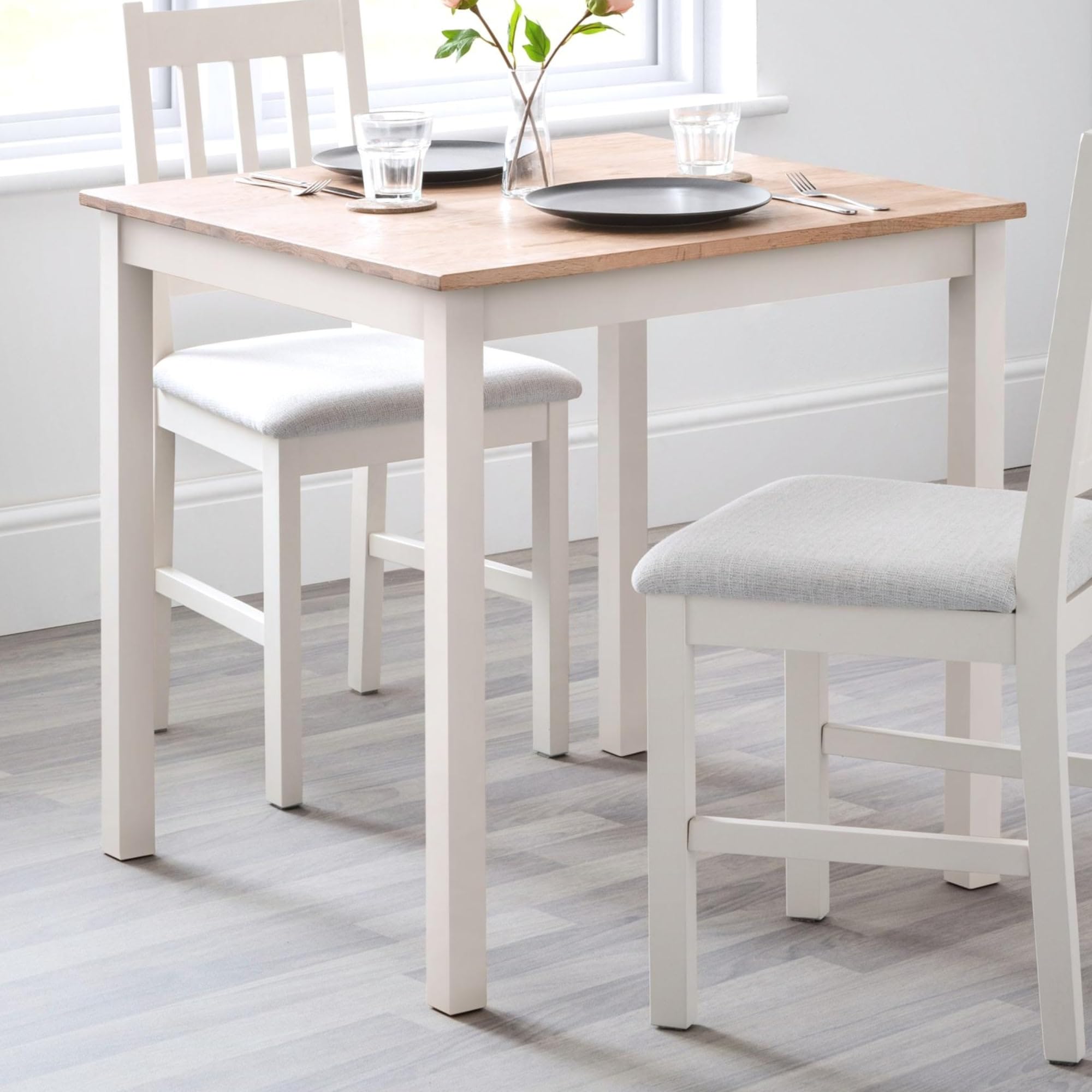 Julian Bowen Coxmoor Square Dining Table – Solid Oak & Ivory Wood