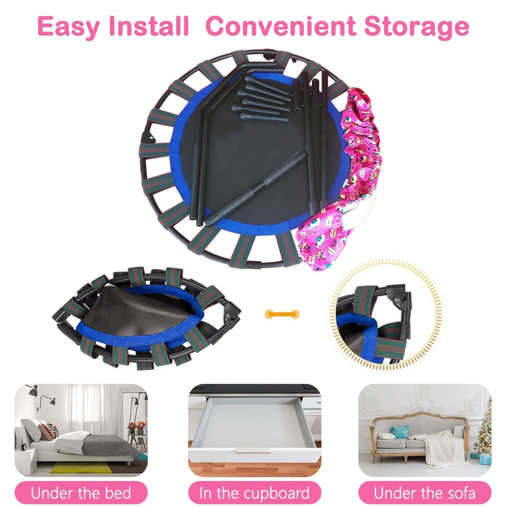 Jolof Store 36'' Kids Mini Trampoline – Foldable Rebounder with Handrail