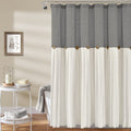 Lush Decor Linen Button Shower Curtain – Farmhouse Cotton Blend, 72x72