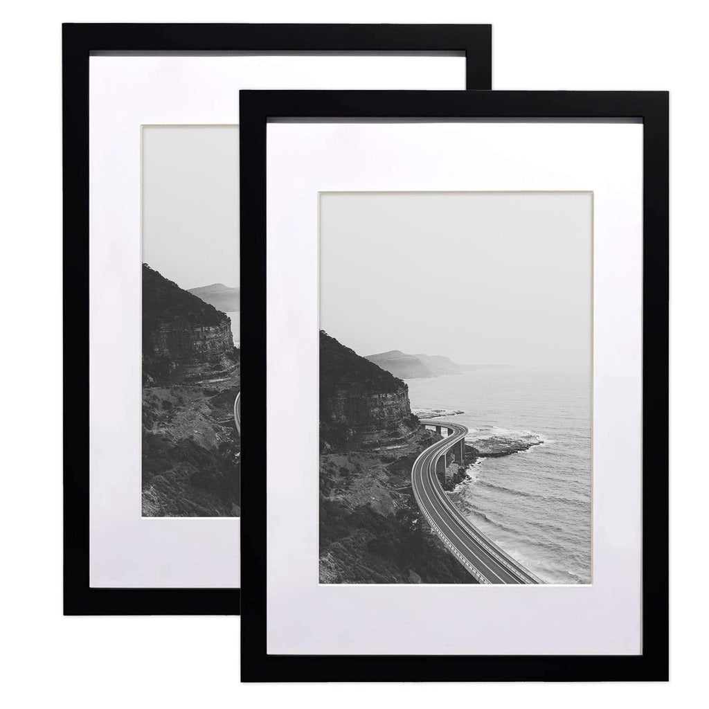SILD A2 Poster Frame – Solid Wood Black Picture Frame with A3 Mount, Set of 2