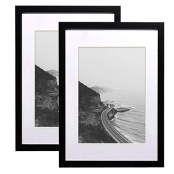 SILD A2 Poster Frame – Solid Wood Black Picture Frame with A3 Mount, Set of 2