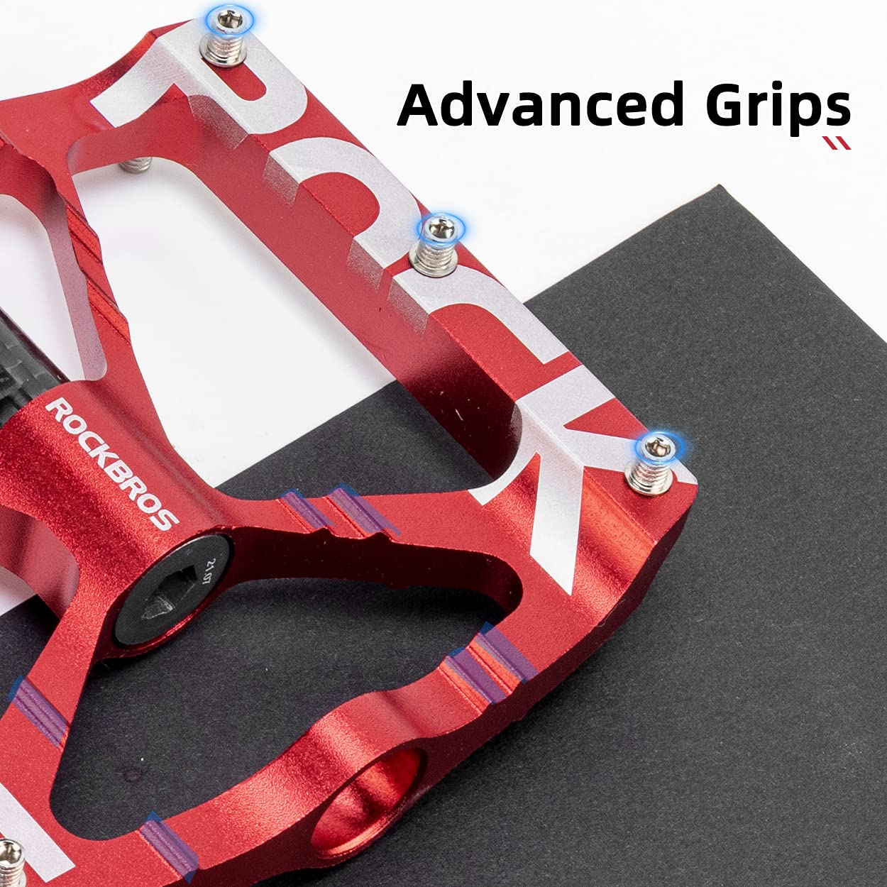 ROCKBROS MTB Bicycle Pedals - 9/16 Aluminum Alloy Non-Slip - Red