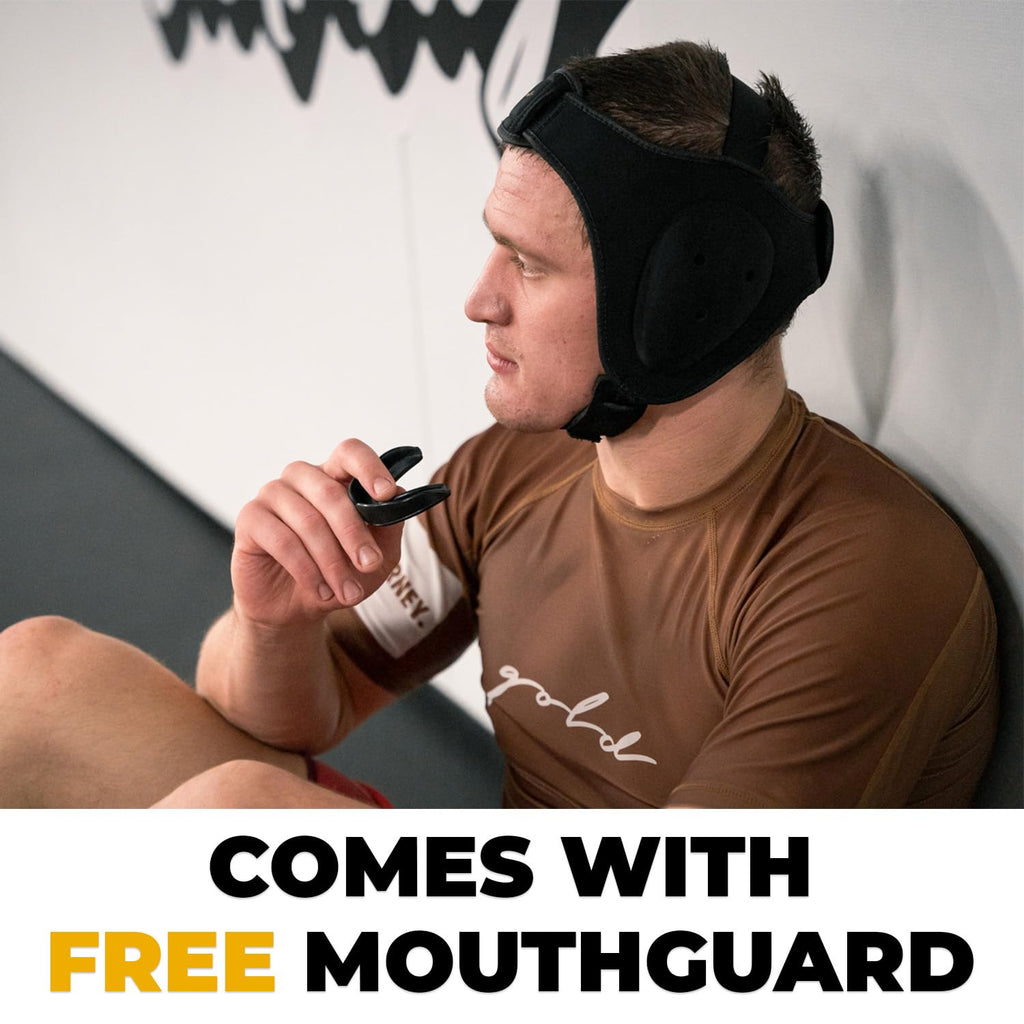 Gold BJJ Headgear | Cauliflower Ear Protection for Jiu Jitsu & Wrestling