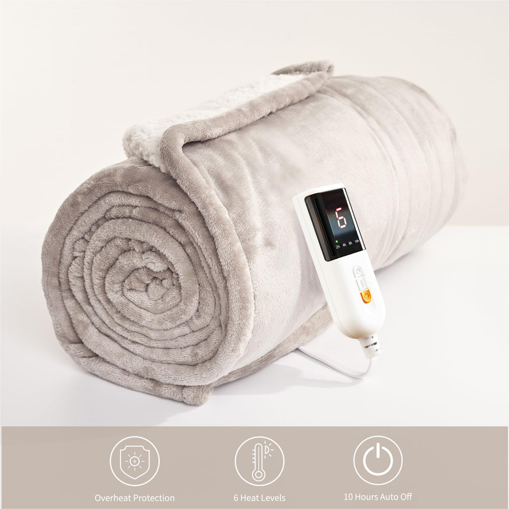 GOTCOZY Heated Blanket Electric Throw – Silky Plush 130x160cm (Green)