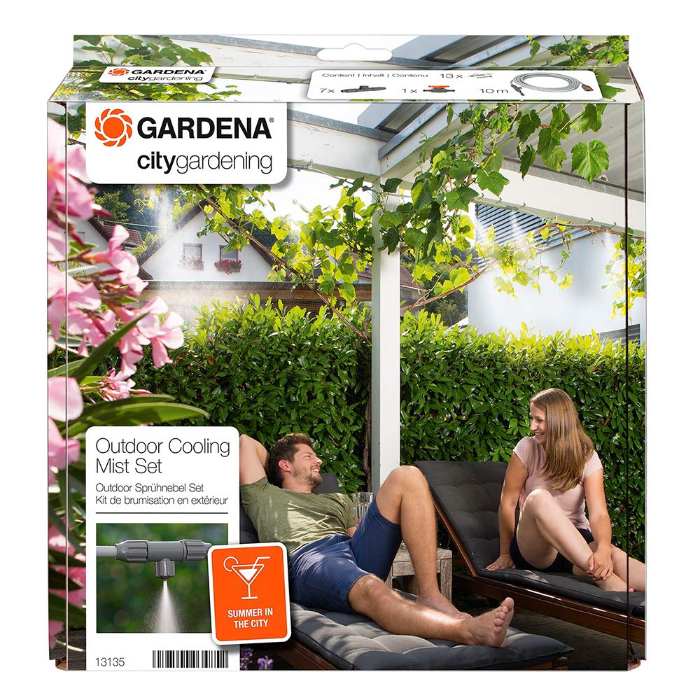 Gardena Outdoor Air Cooling Set – Mist Misting System for Patio & Terrace